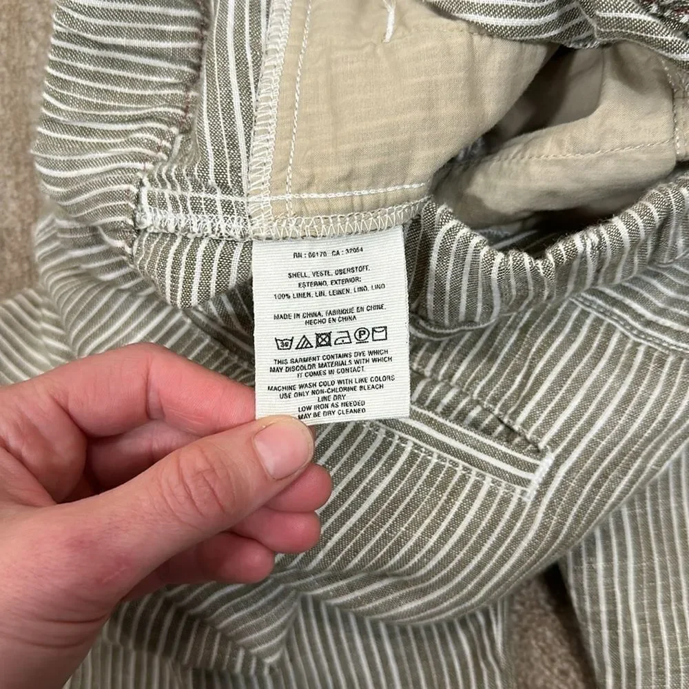 Anthropologie Summer Linen Striped Loose Comfort Elastic Waist Pants Women Small